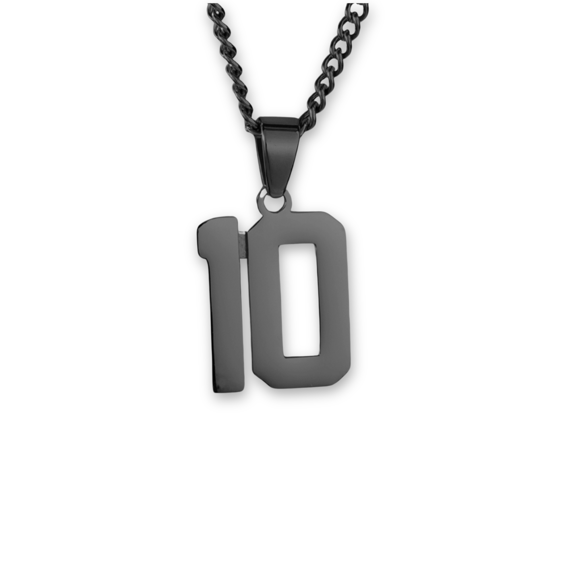 Number Pendant Necklace - Black