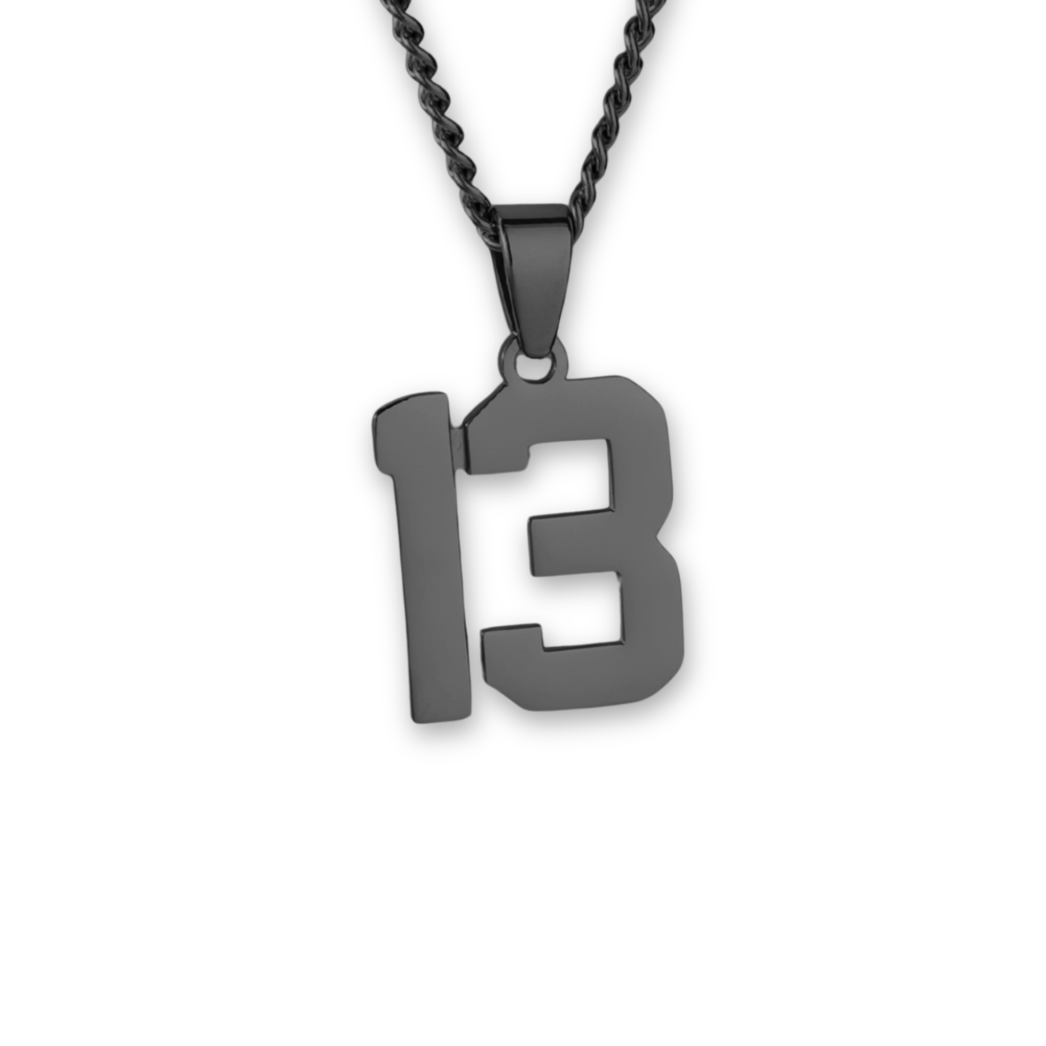 Number Pendant Necklace - Black