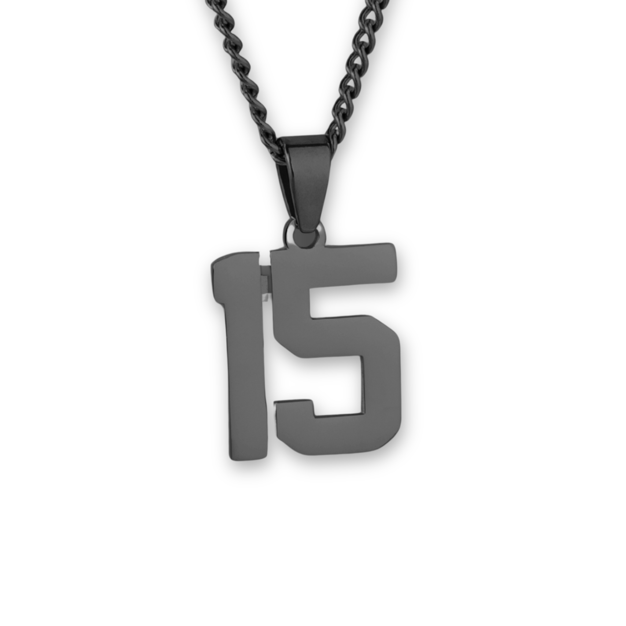 Number Pendant Necklace - Black