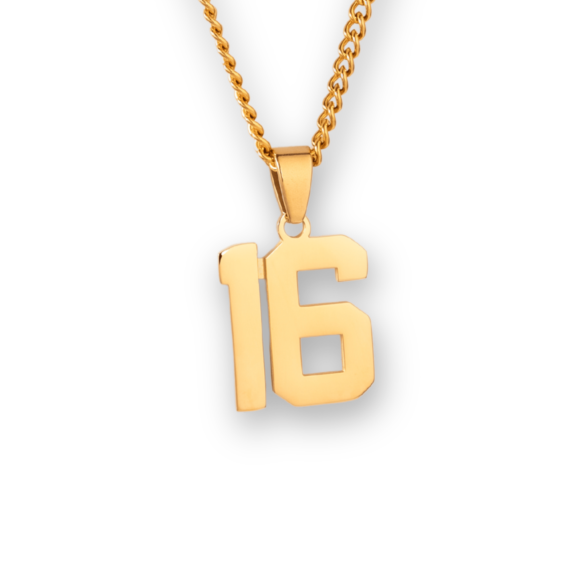 Number Pendant Necklace - Gold