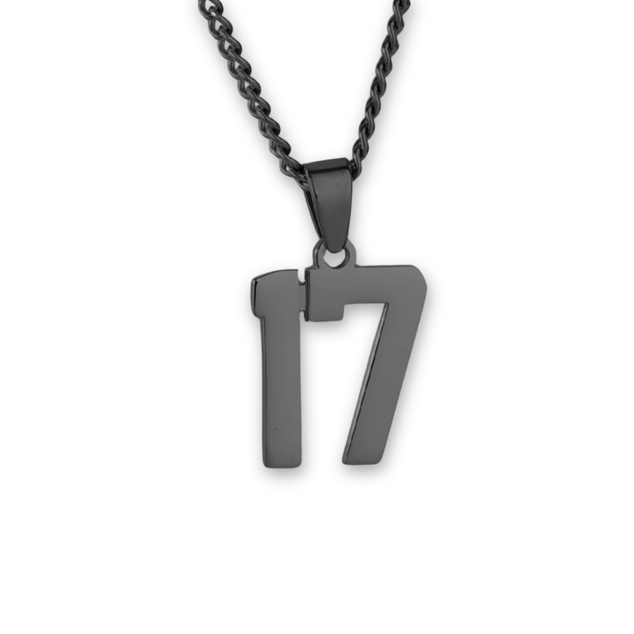 Number Pendant Necklace - Black
