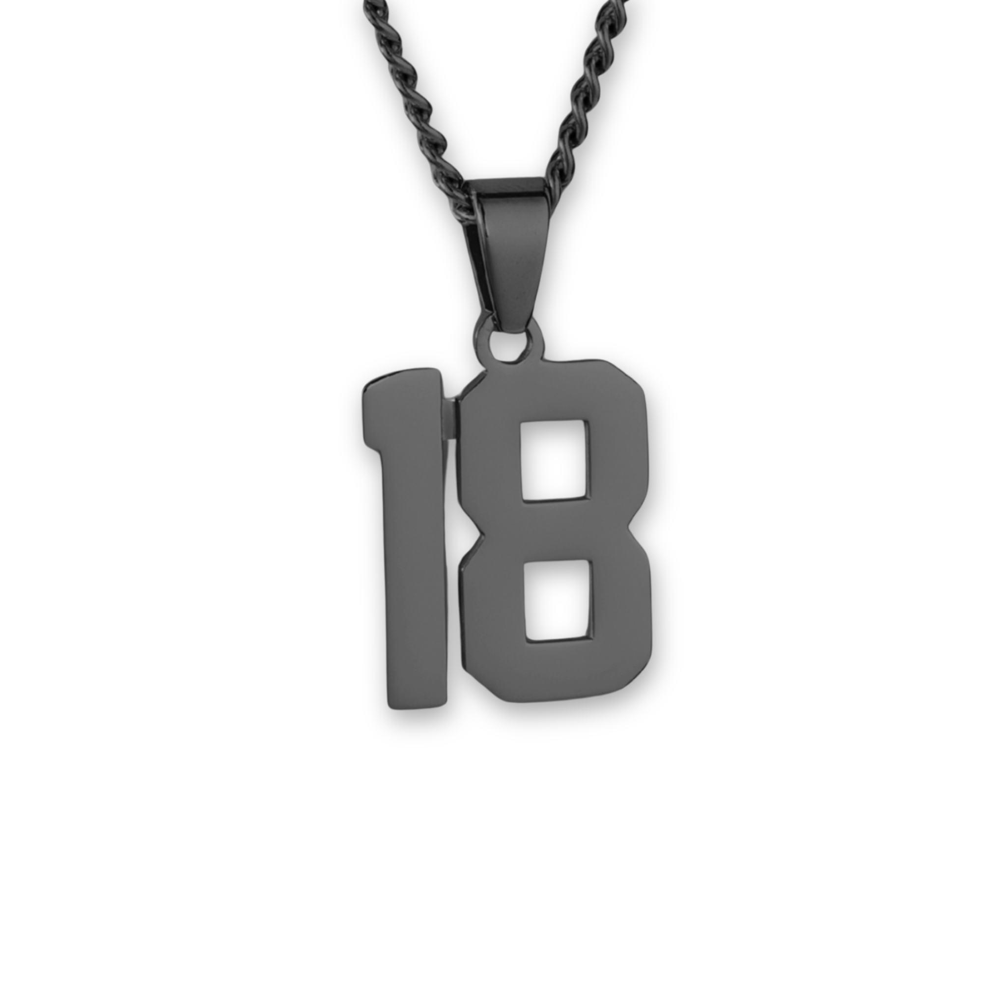 Number Pendant Necklace - Black