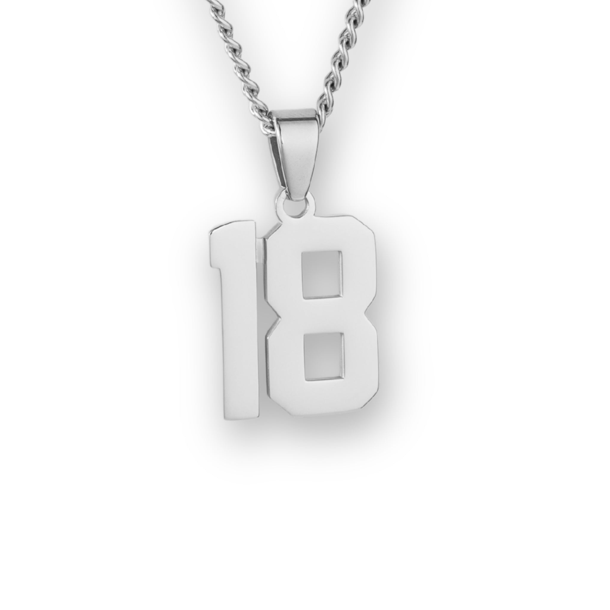 Number Pendant Necklace - Silver