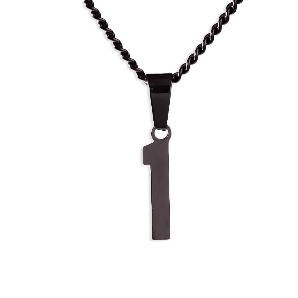 Number Pendant Necklace - Black