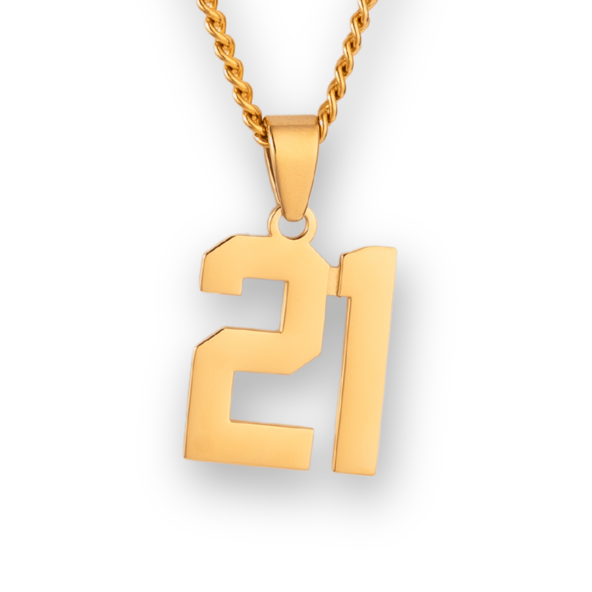 Number Pendant Necklace - Gold