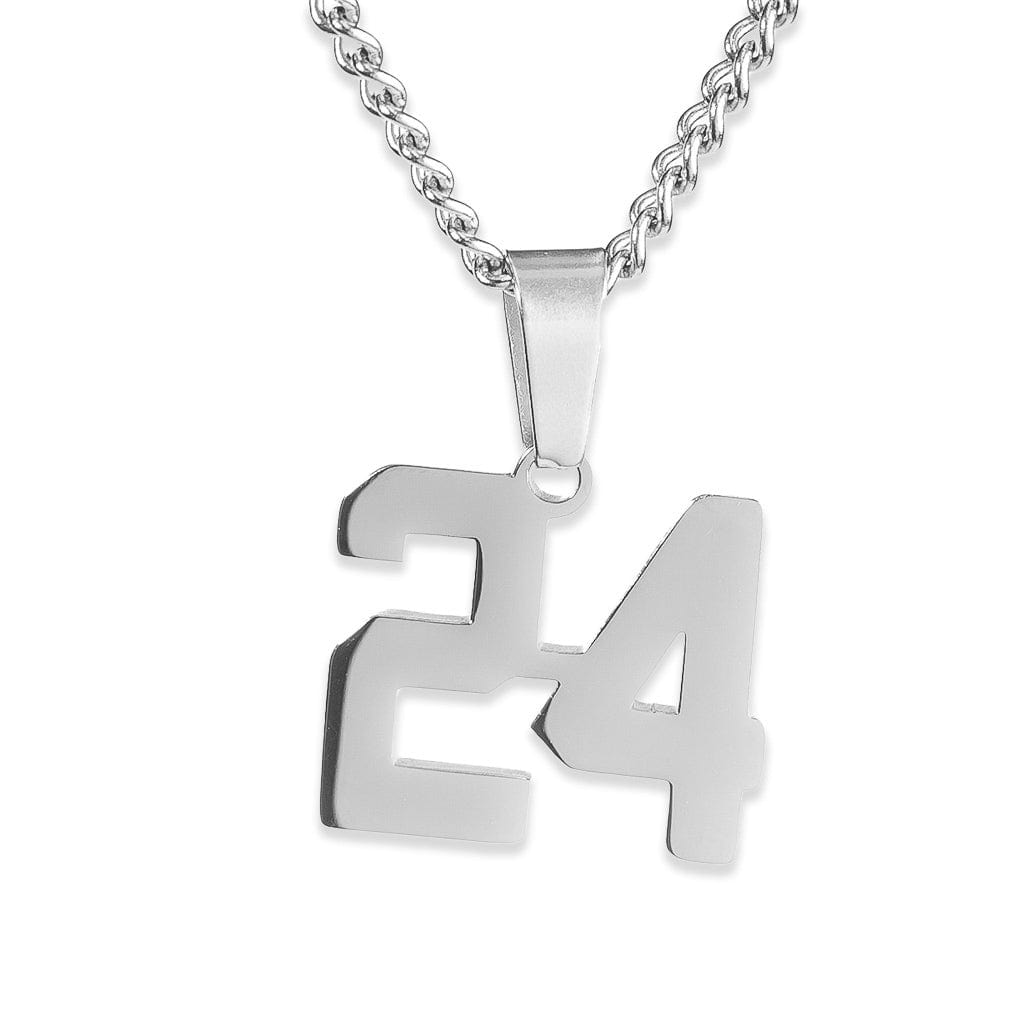 Number Pendant Necklace - Silver