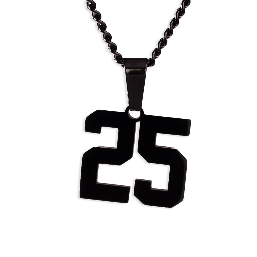 Number Pendant Necklace - Black