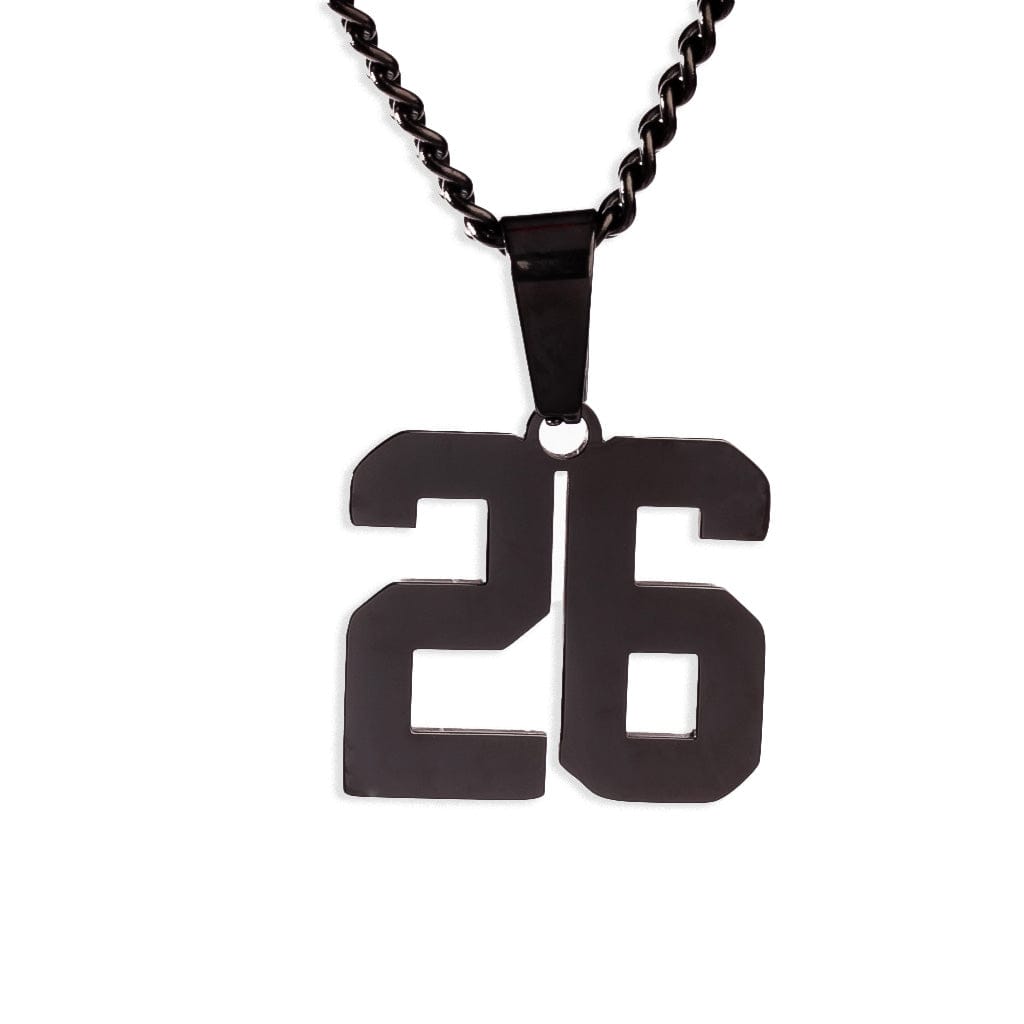 Number Pendant Necklace - Black