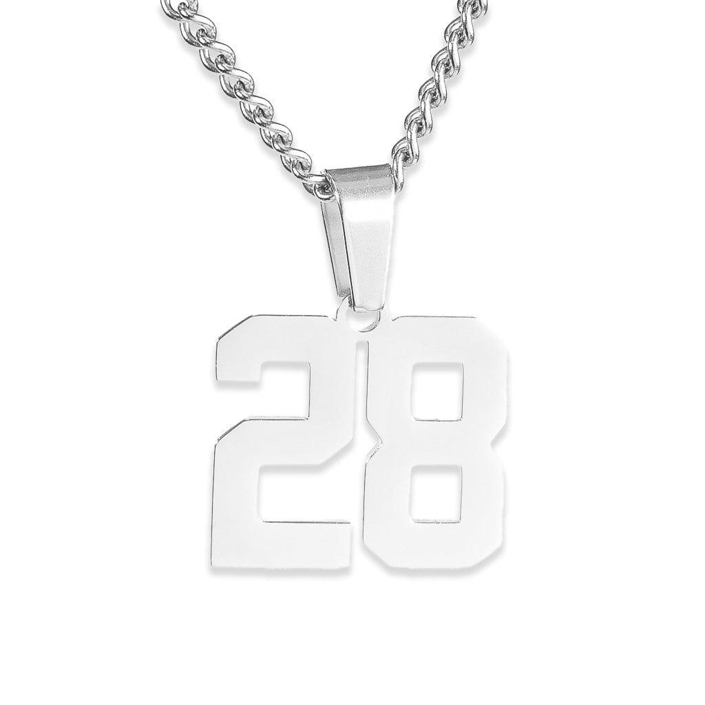 Number Pendant Necklace - Silver