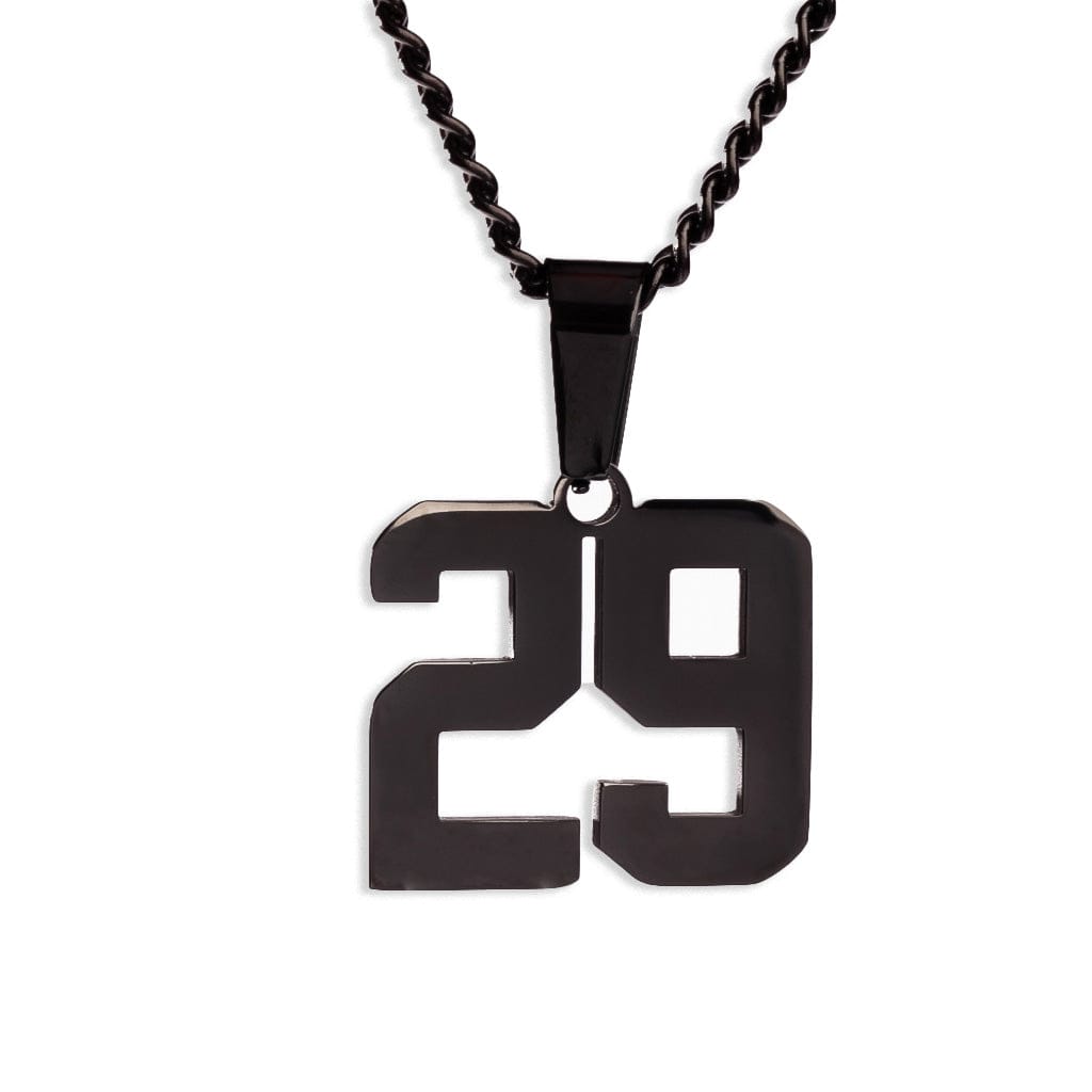 Number Pendant Necklace - Black