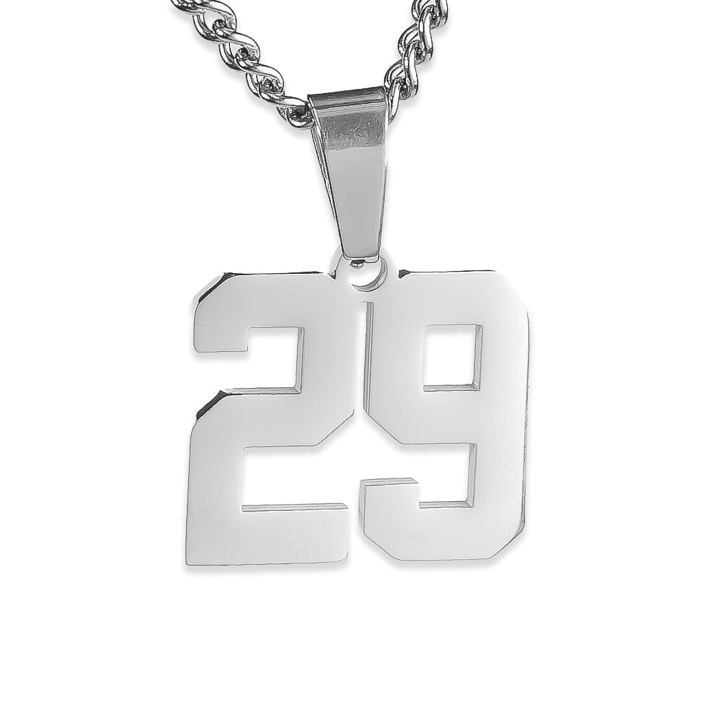 Number Pendant Necklace - Silver