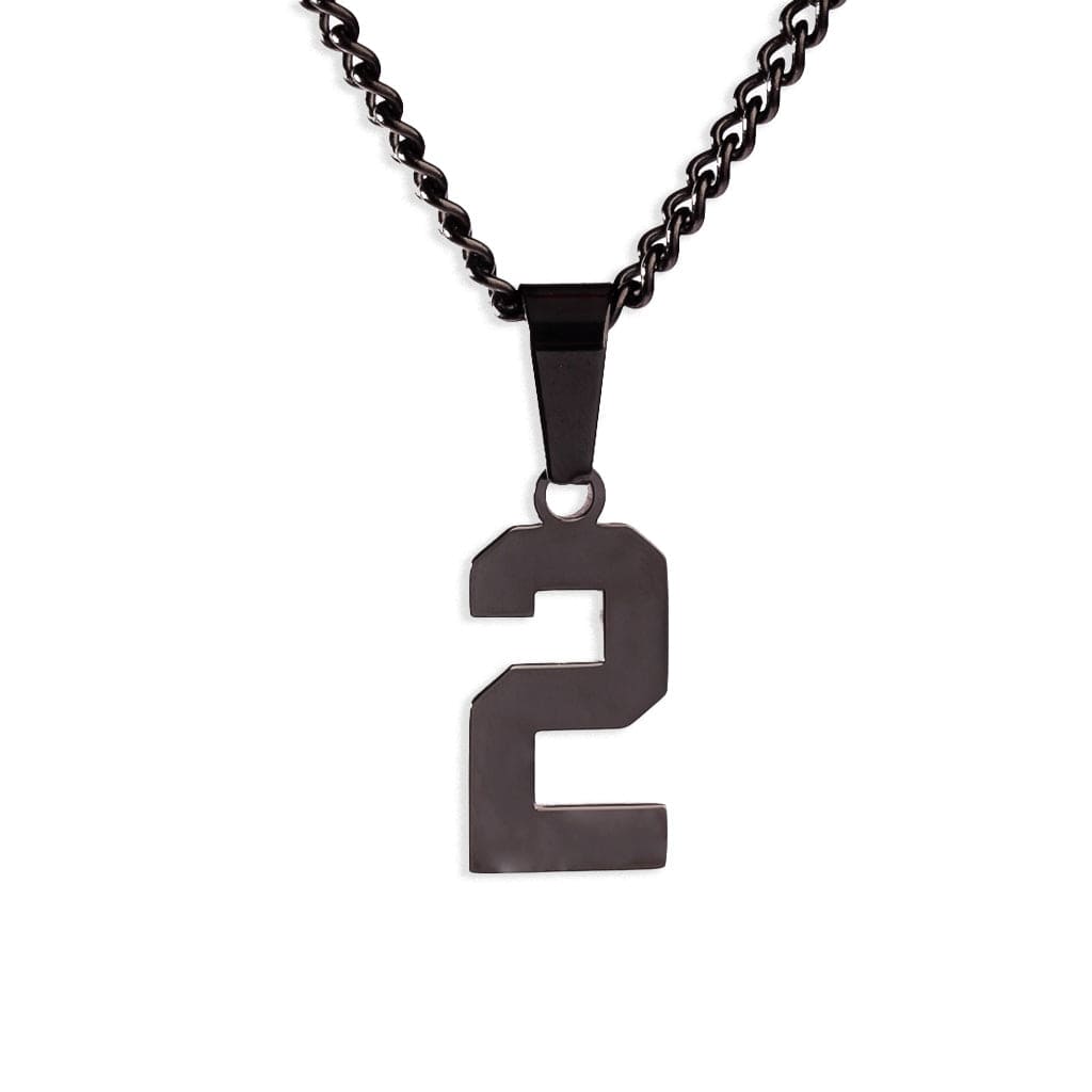 Number Pendant Necklace - Black