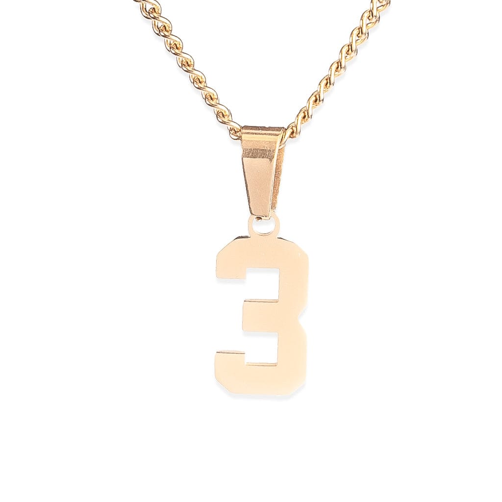 Number Pendant Necklace - Gold