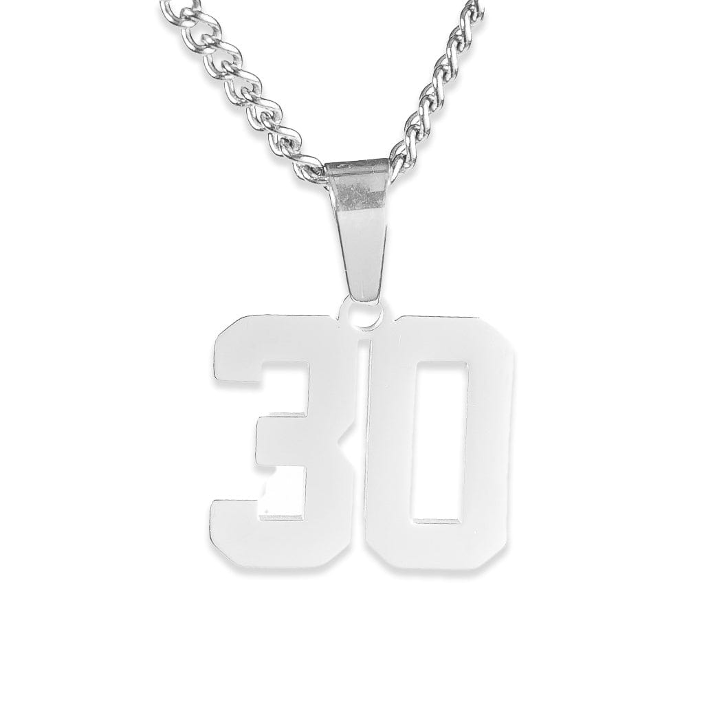 Number Pendant Necklace - Silver