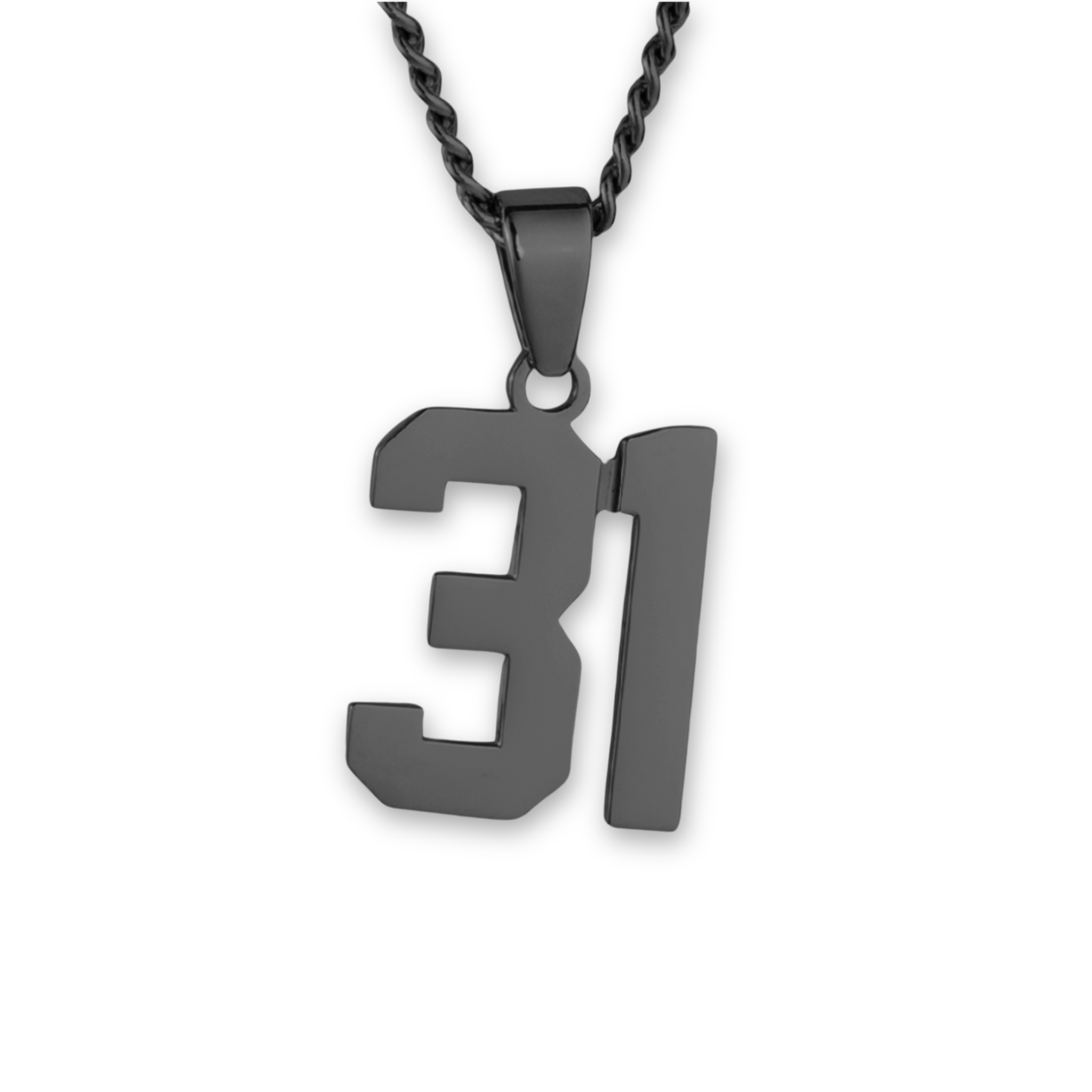 Number Pendant Necklace - Black