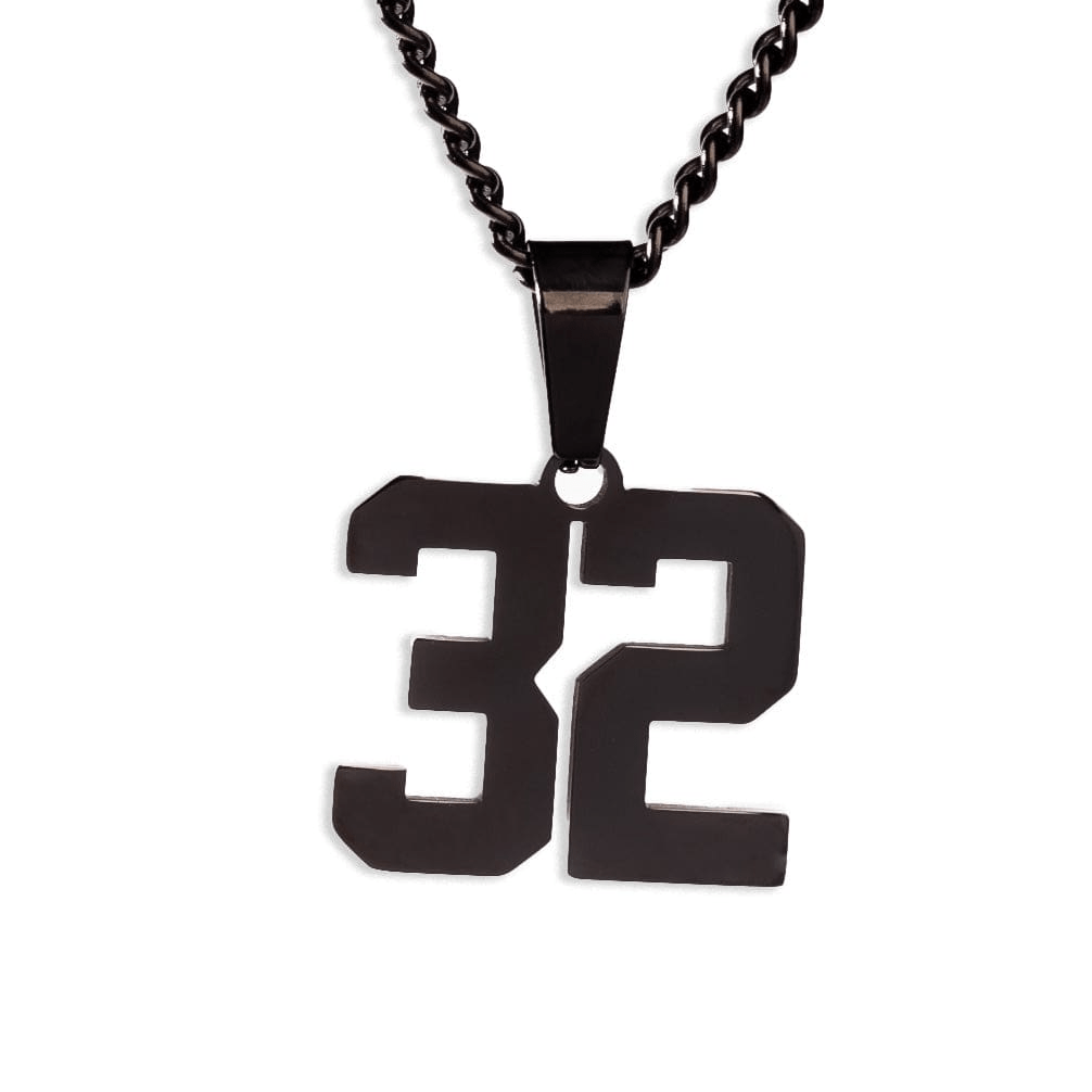 Number Pendant Necklace - Black