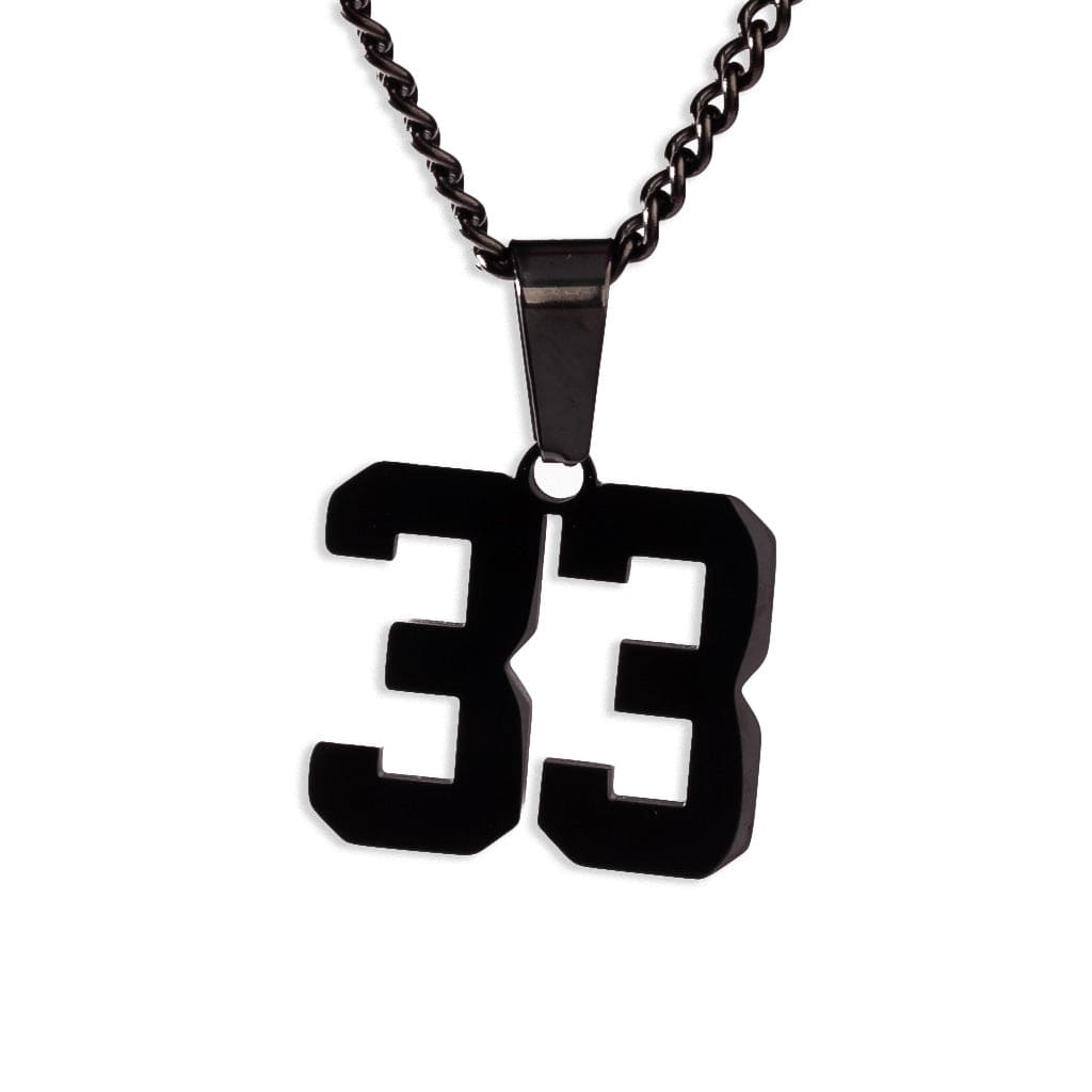 Number Pendant Necklace - Black
