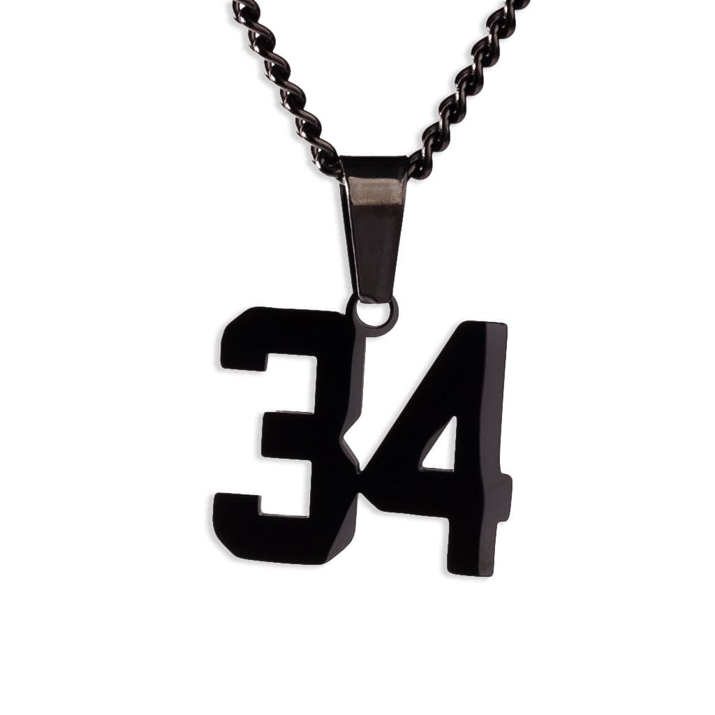 Number Pendant Necklace - Black