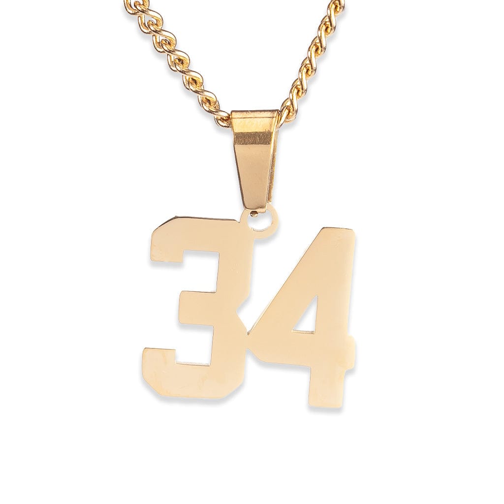 Number Pendant Necklace - Gold