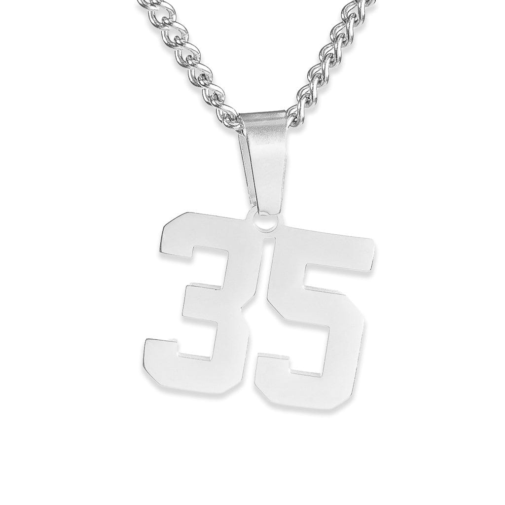 Number Pendant Necklace - Silver