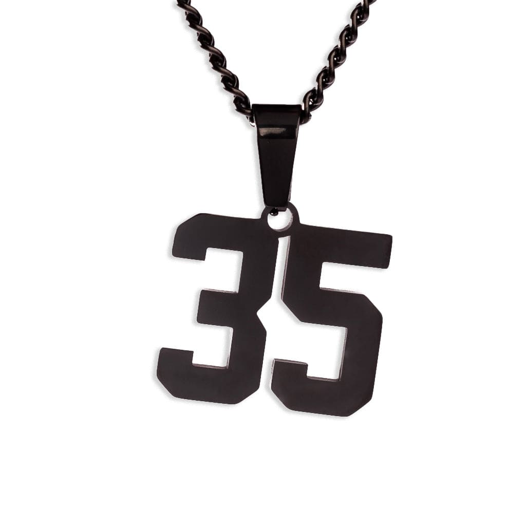 Number Pendant Necklace - Black