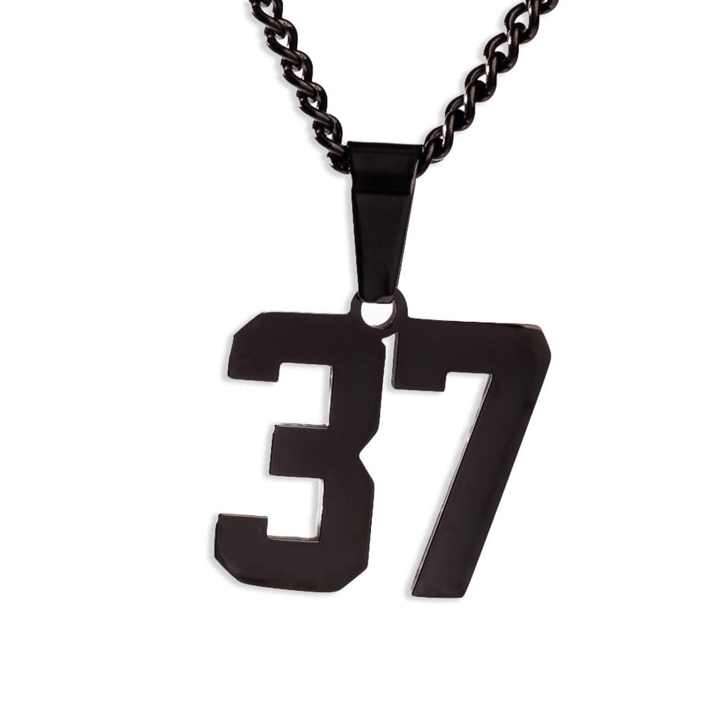 Number Pendant Necklace - Black