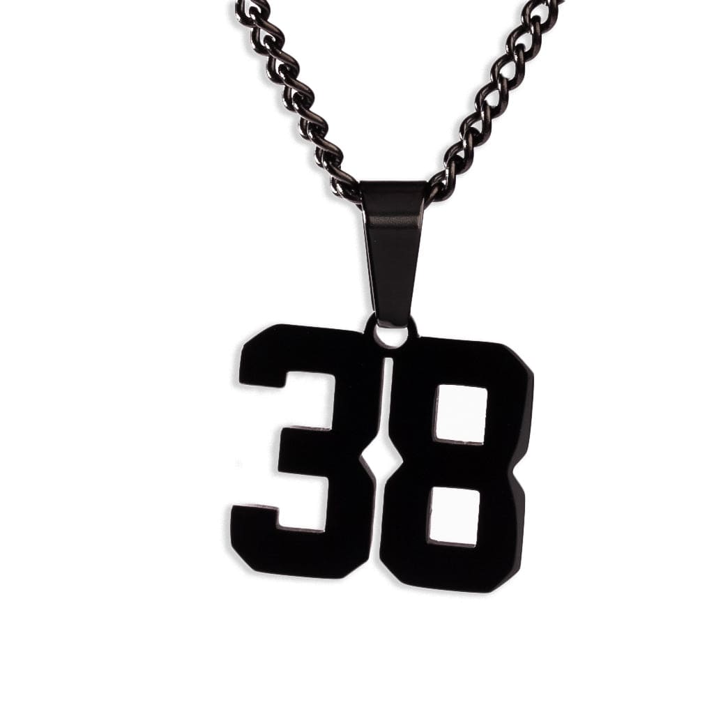 Number Pendant Necklace - Black