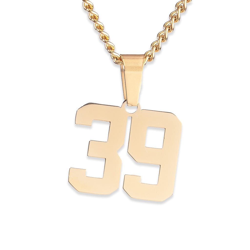 Number Pendant Necklace - Gold