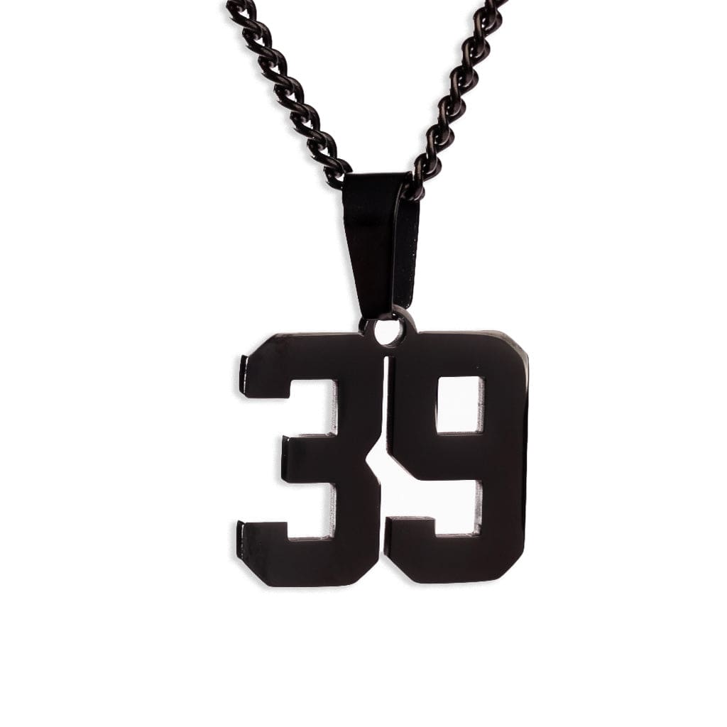 Number Pendant Necklace - Black