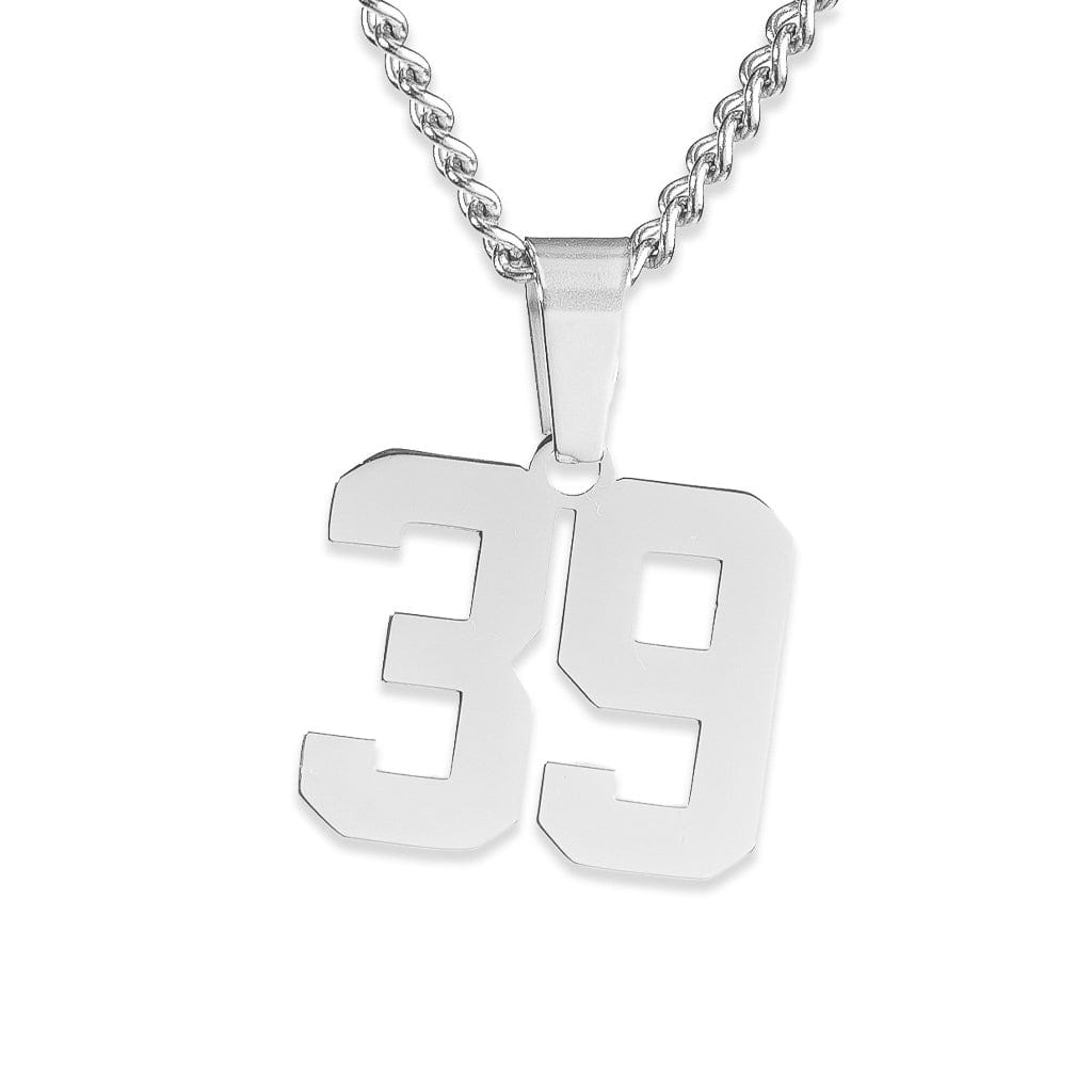 Number Pendant Necklace - Silver