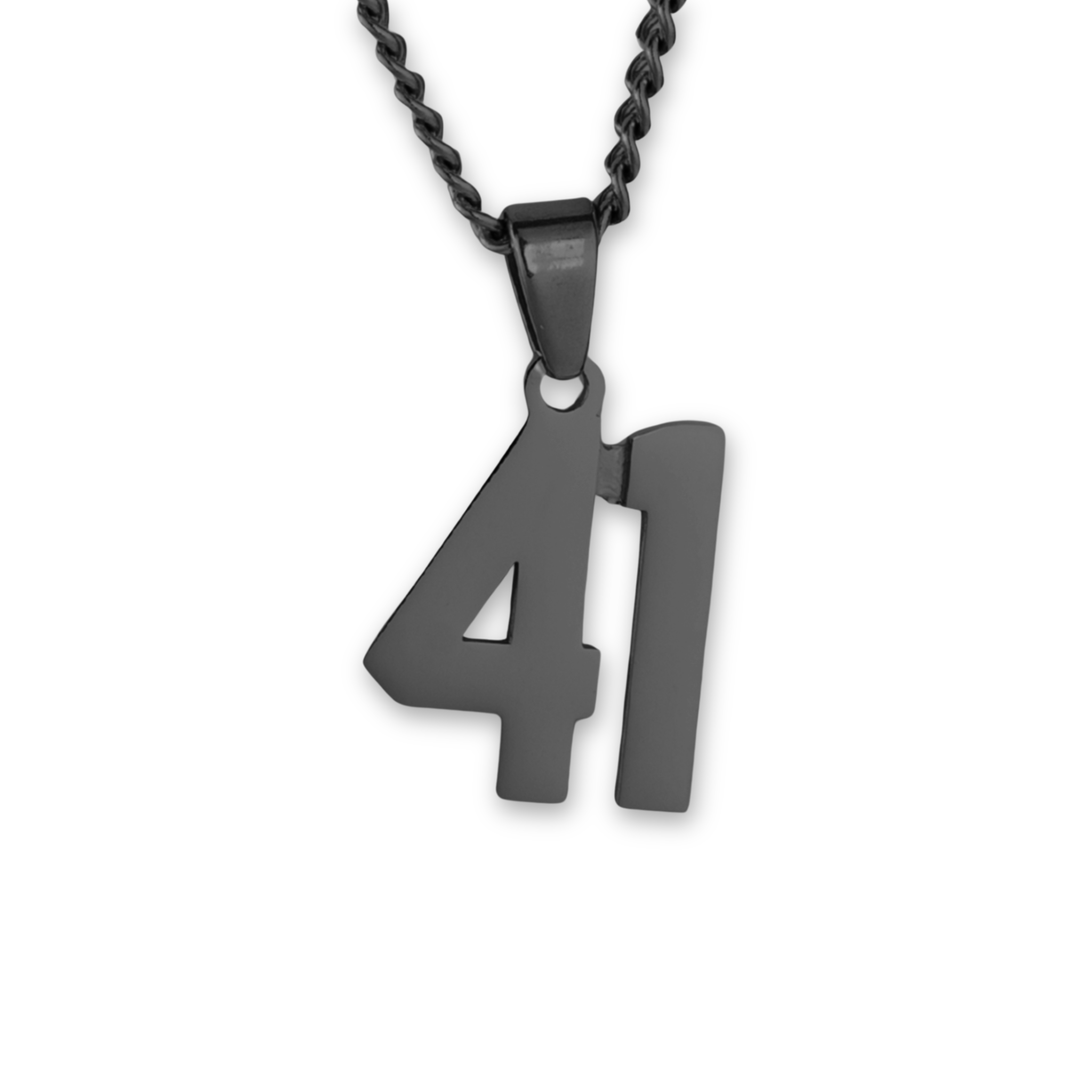 Number Pendant Necklace - Black