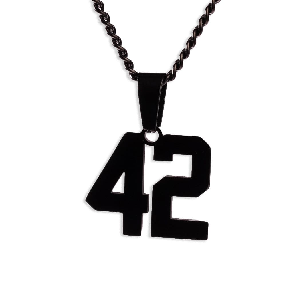 Number Pendant Necklace - Black