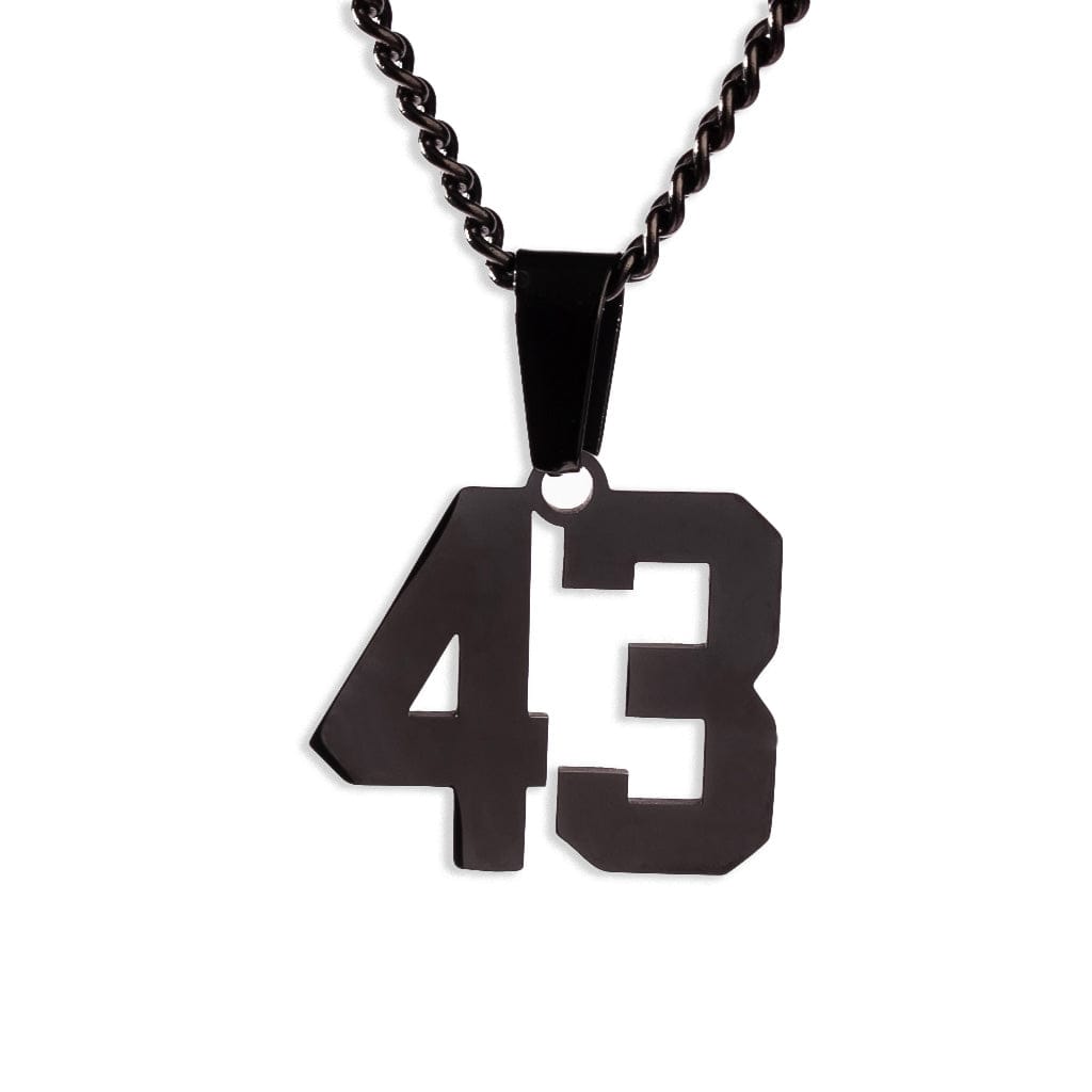 Number Pendant Necklace - Black