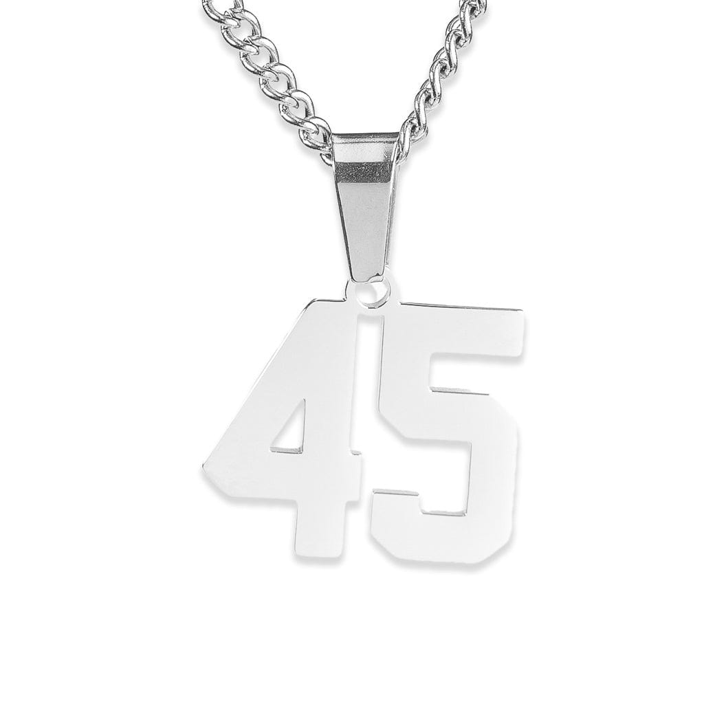 Number Pendant Necklace - Silver