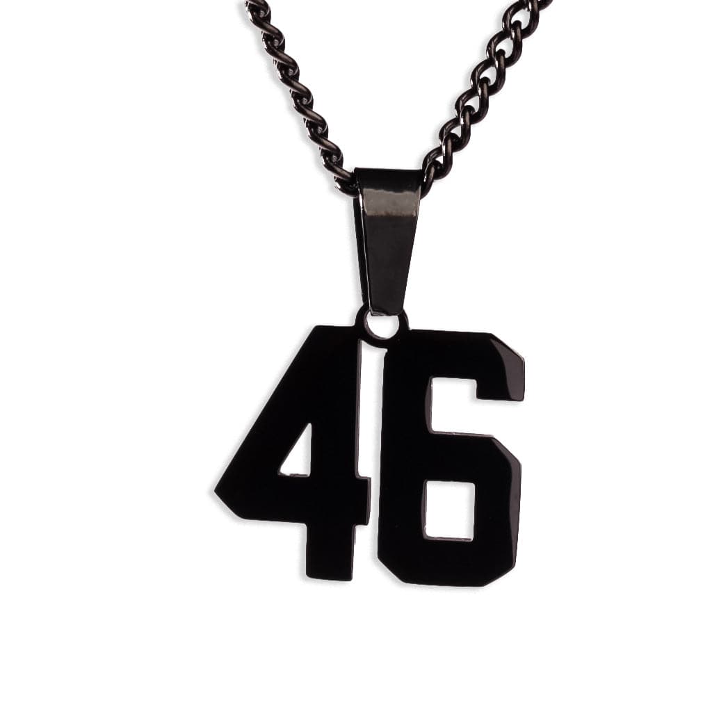 Number Pendant Necklace - Black