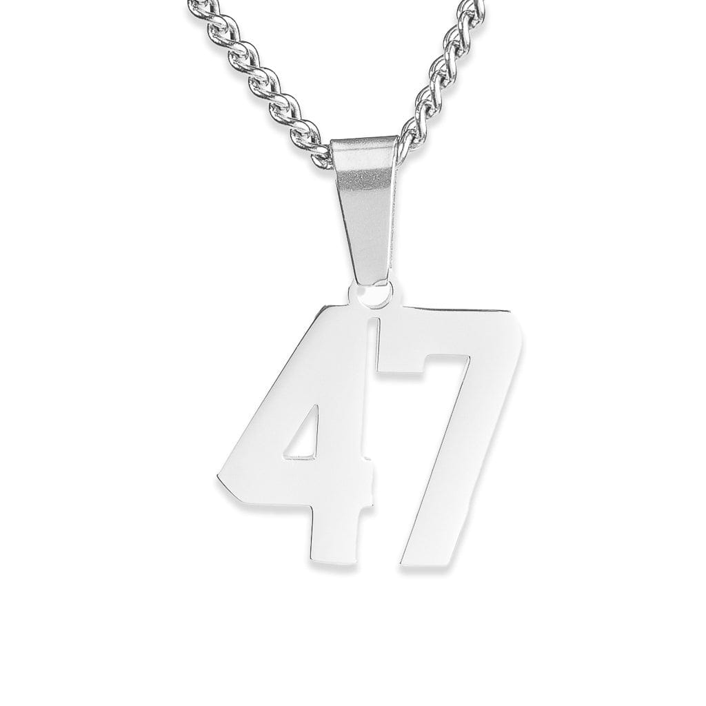 Number Pendant Necklace - Silver