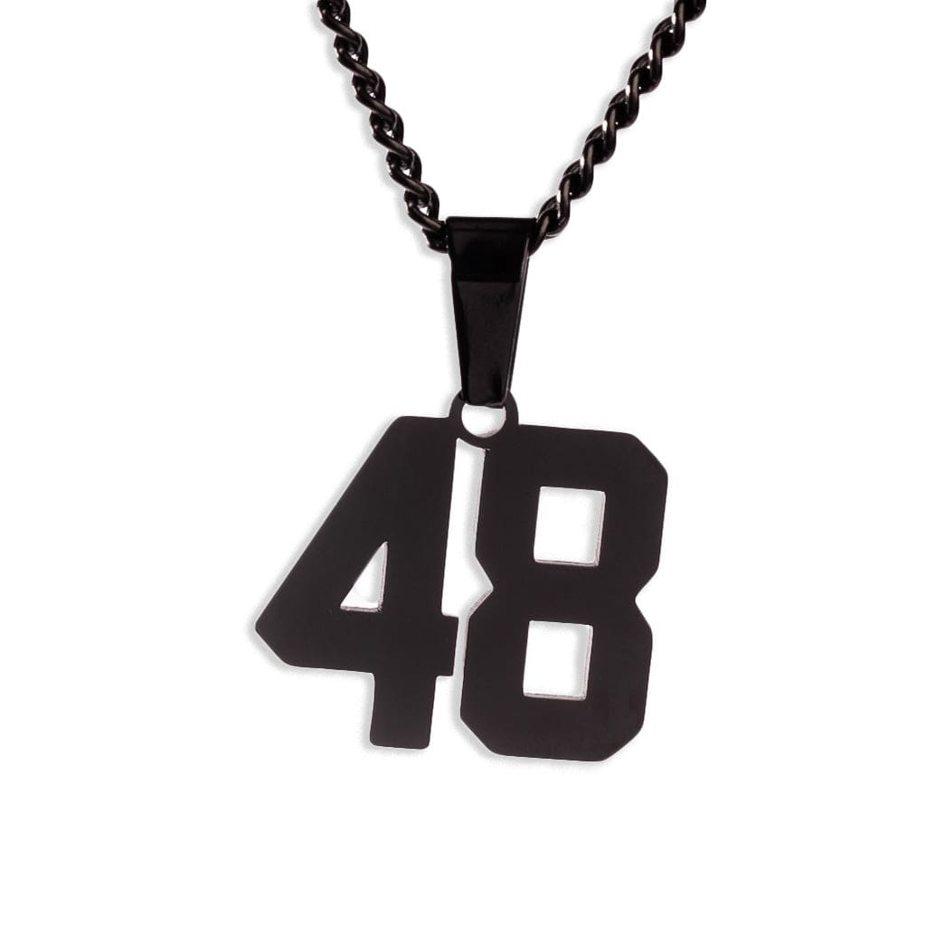 Number Pendant Necklace - Black