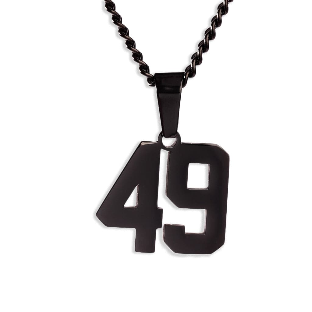 Number Pendant Necklace - Black