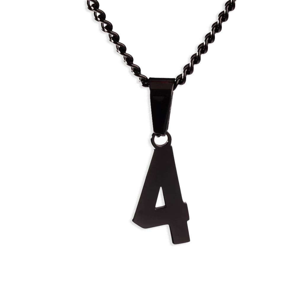 Number Pendant Necklace - Black