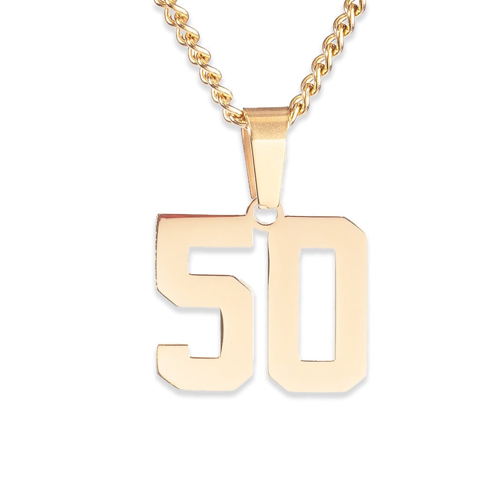 Number Pendant Necklace - Gold