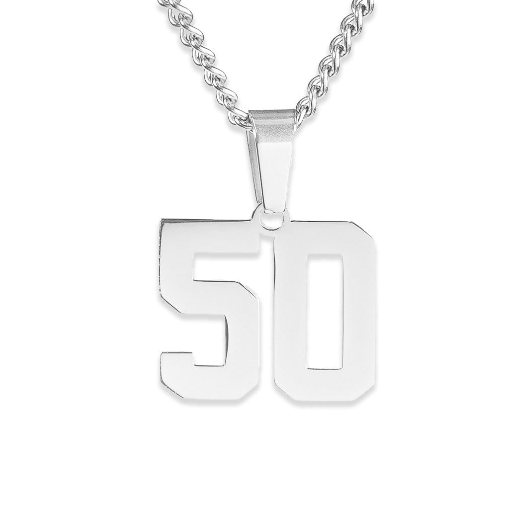 Number Pendant Necklace - Silver