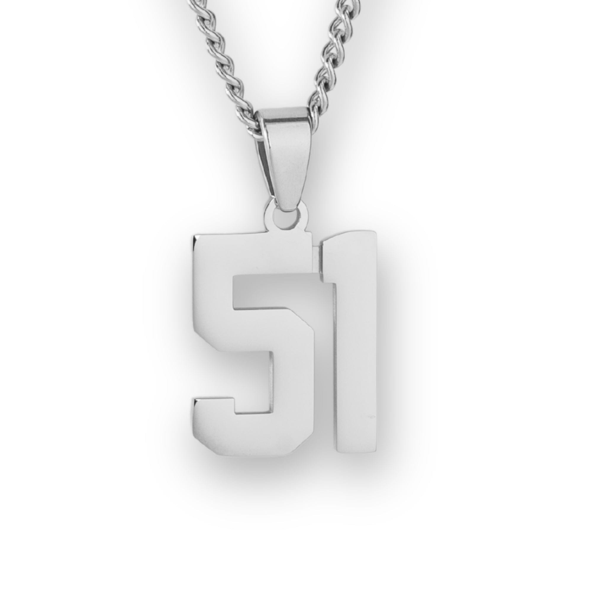 Number Pendant Necklace - Silver