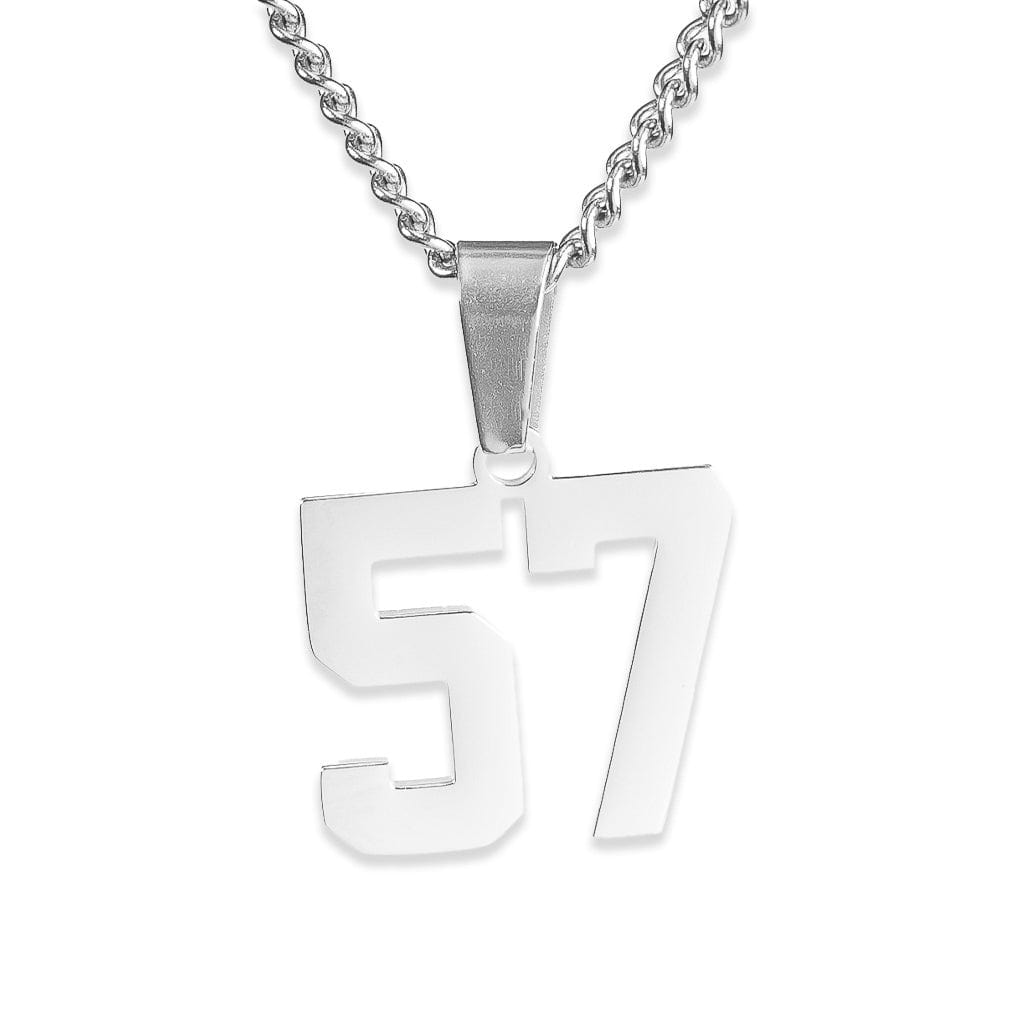 Number Pendant Necklace - Silver