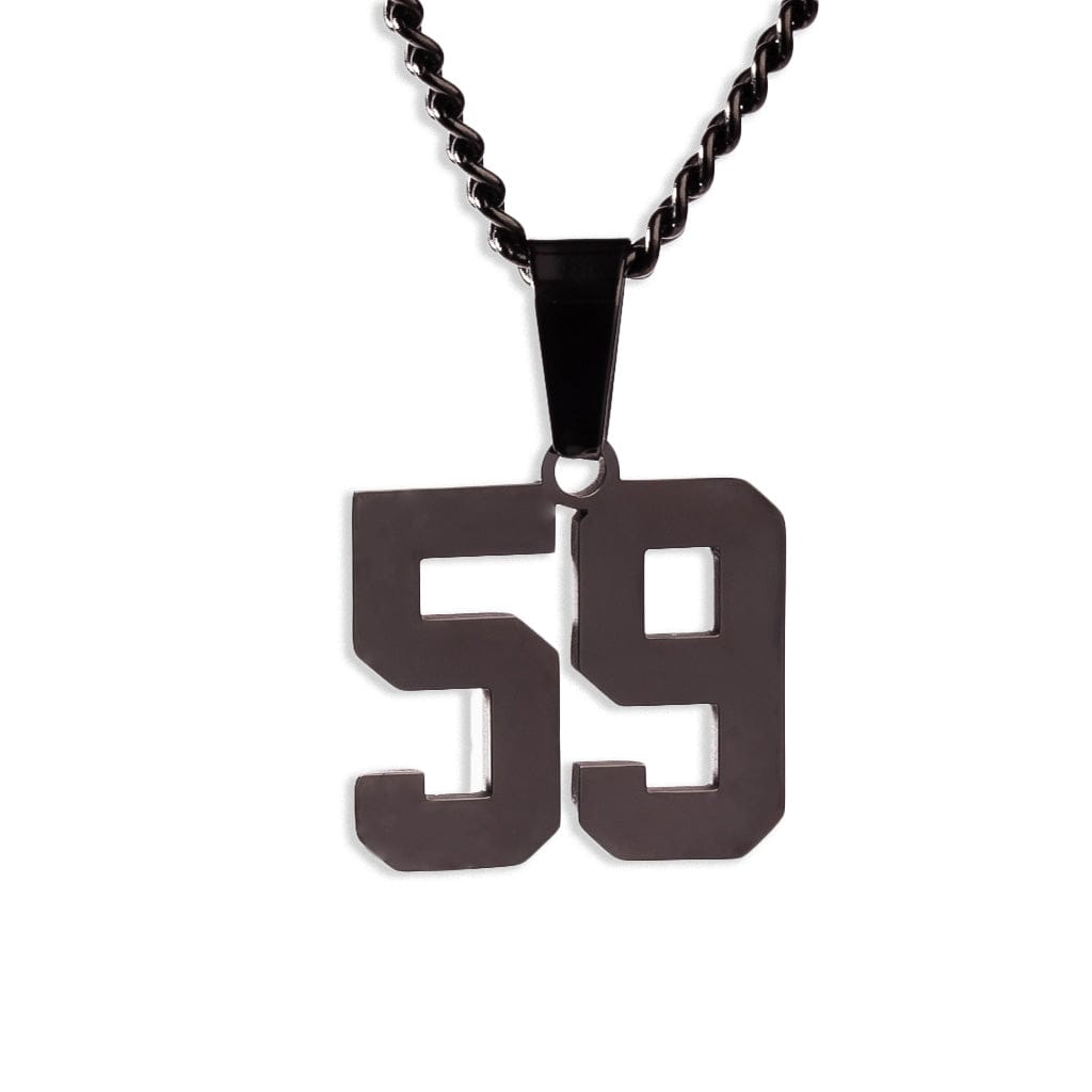 Number Pendant Necklace - Black