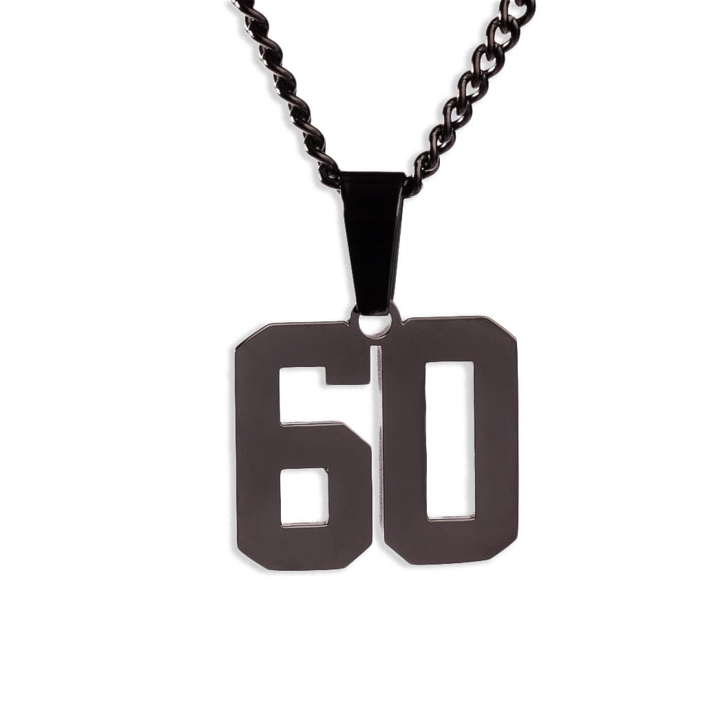 Number Pendant Necklace - Black