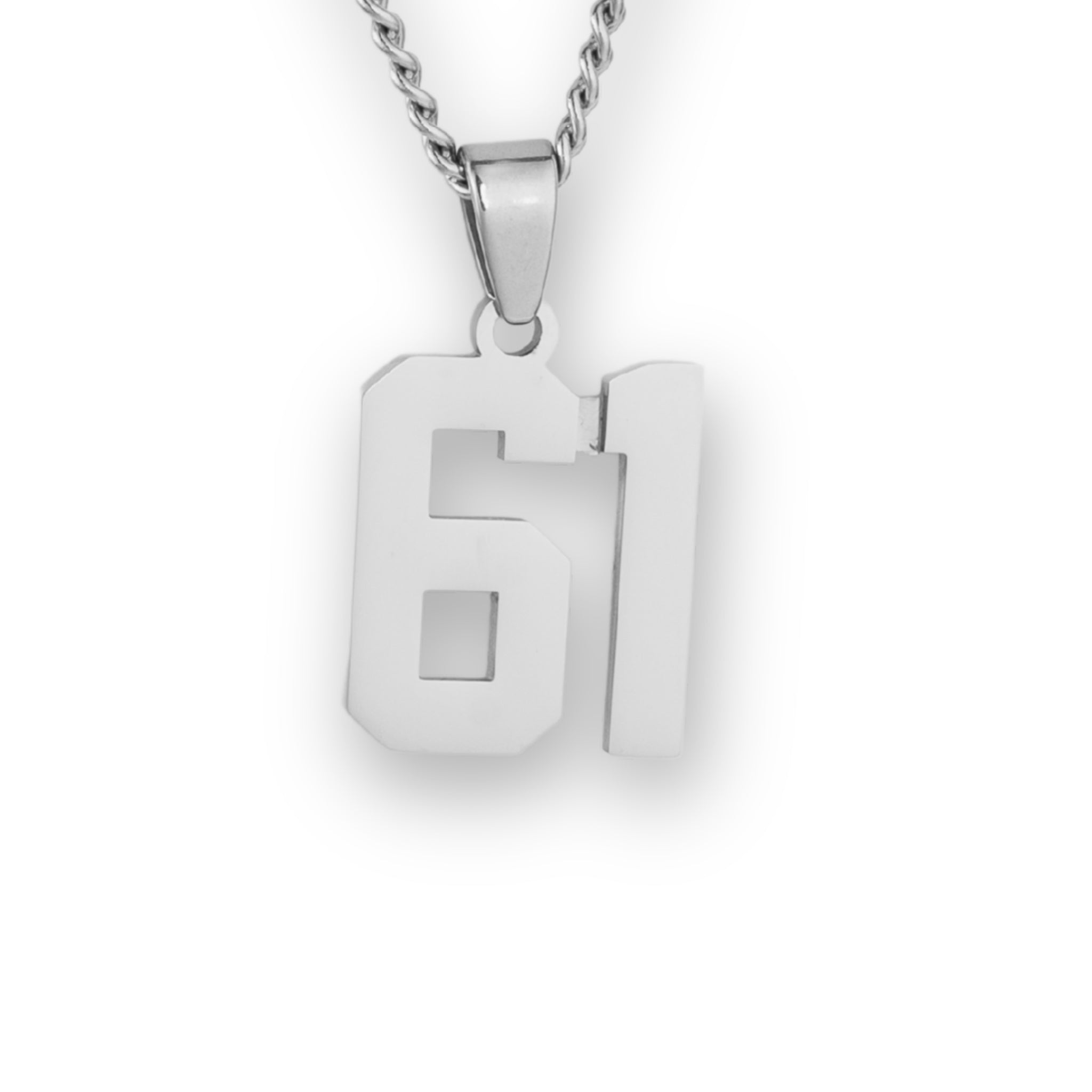 Number Pendant Necklace - Silver