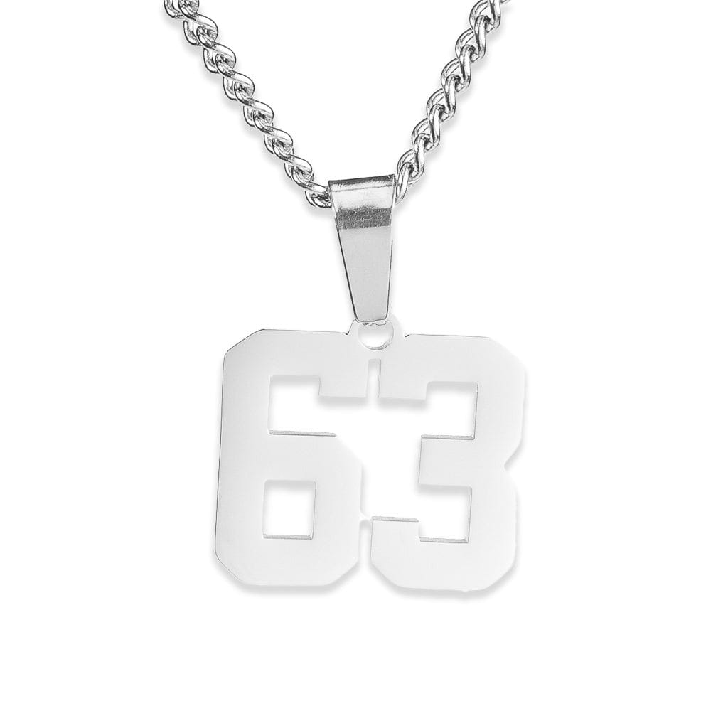 Number Pendant Necklace - Silver