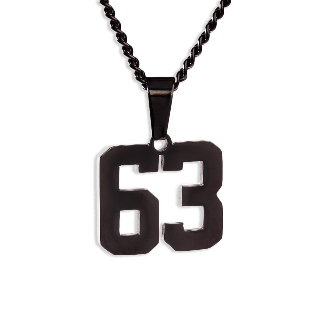 Number Pendant Necklace - Black
