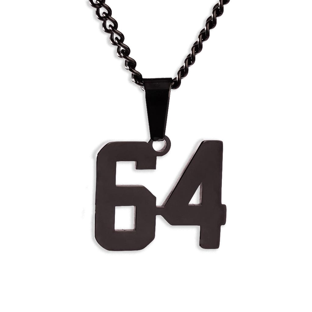 Number Pendant Necklace - Black