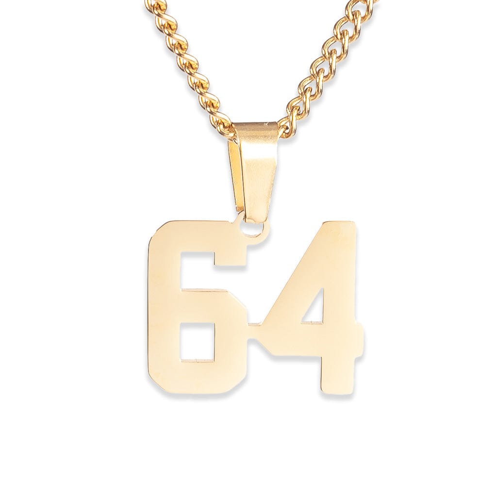 Number Pendant Necklace - Gold